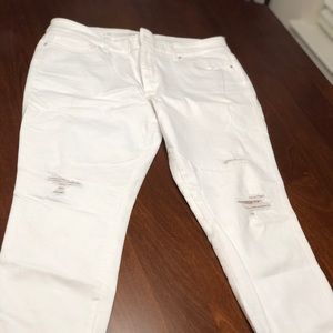 WHBM the skinny crop white denim jeans